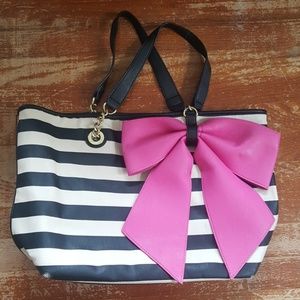 striped bow Betsey Johnson purse